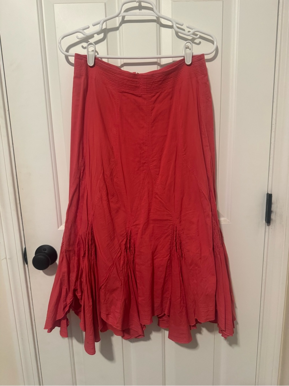 Women's Coral Red A-Line Flowy Skirt